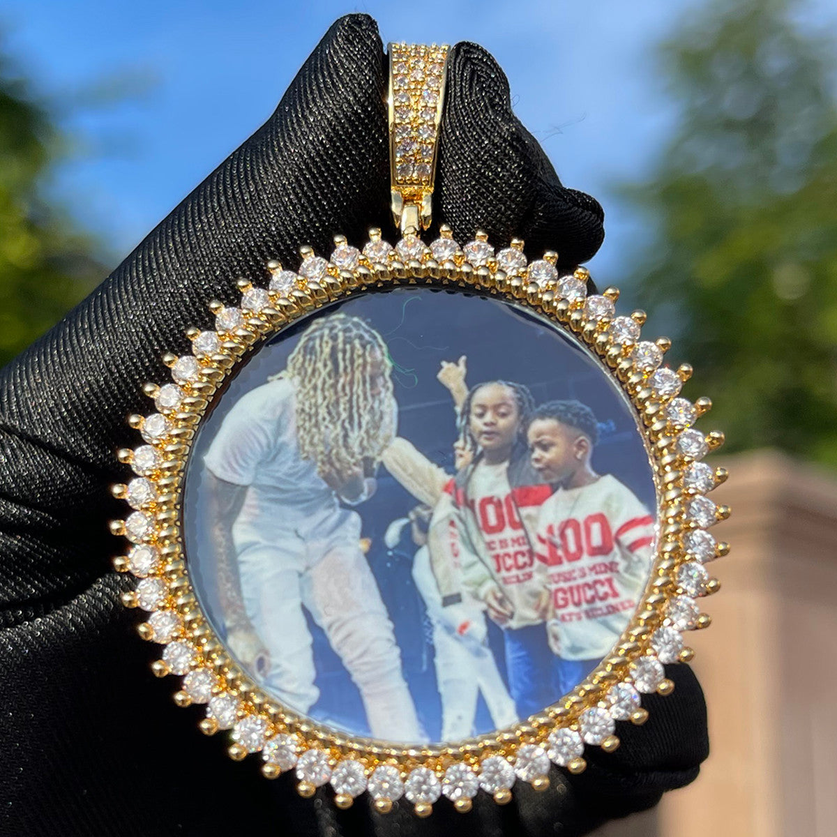 Diamond Trilogy | 3 Prong Set Custom Photo Picture Hip Hop Pendant