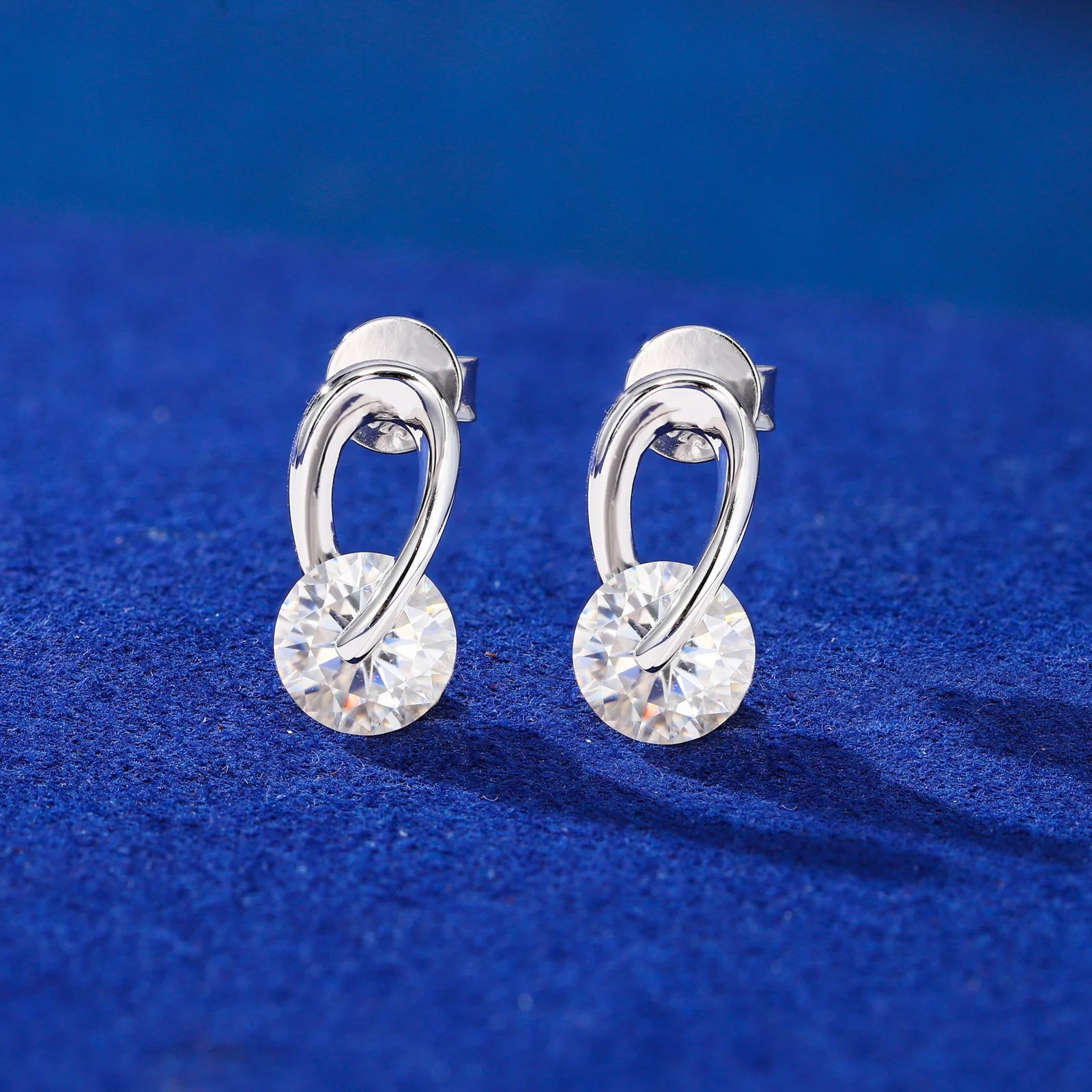 The Halo | 925 Solid Sterling Silver Round Loop Huggie VVS Moissanite Stud Earrings