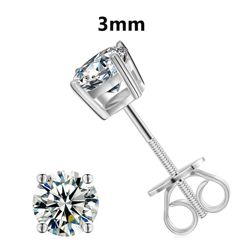 The Halo | 925 Solid Sterling Silver Round Loop Huggie VVS Moissanite Stud Earrings