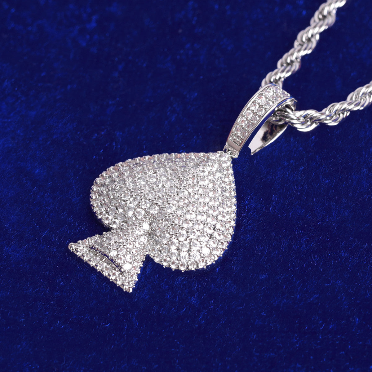 Ace Of Spades | VVS Diamond CZ Prong Set Iced Blinged Out Poker Pendant