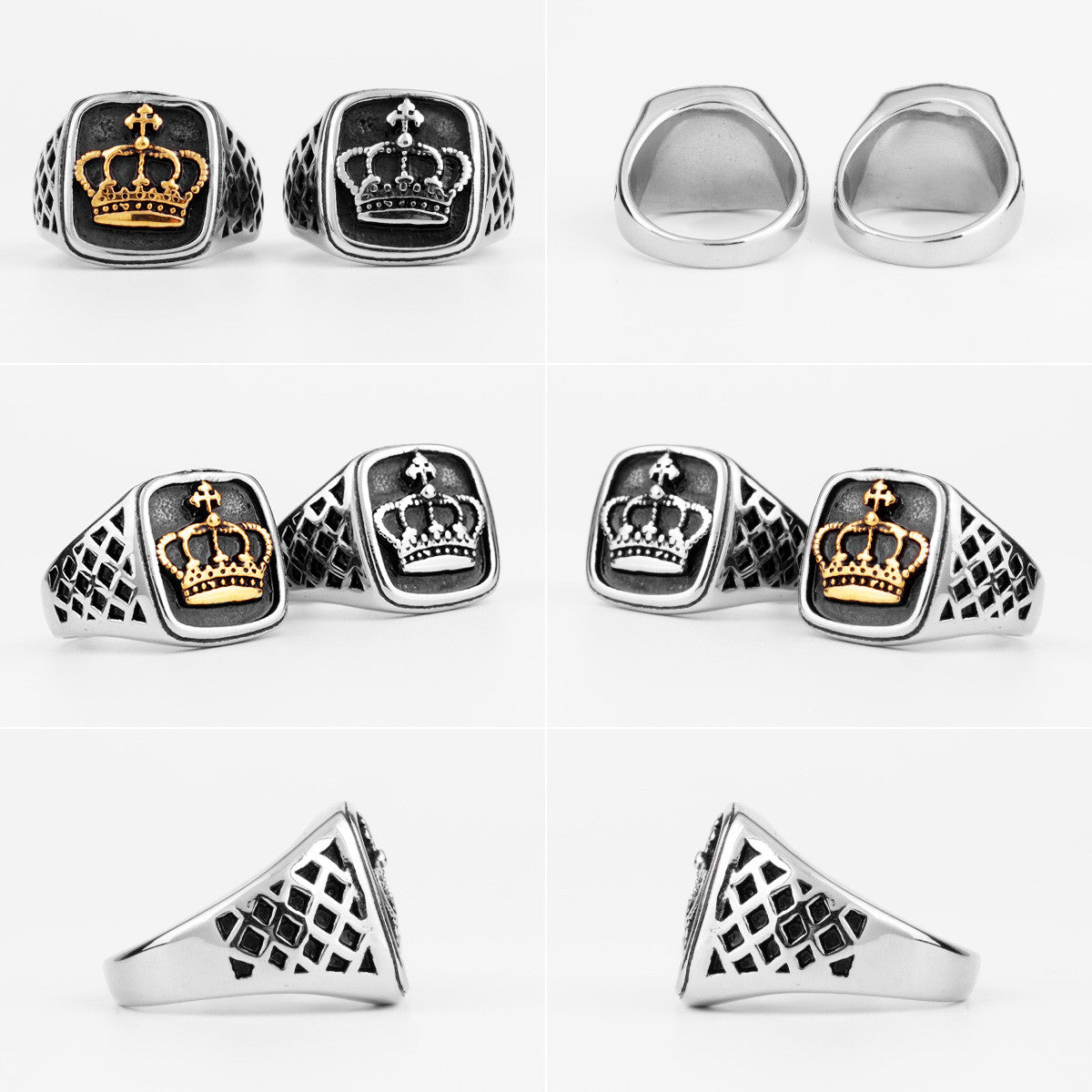 Noble Crown | 316L No Fade Stainless Steel Gold Silver Crown Hip Hop Rings