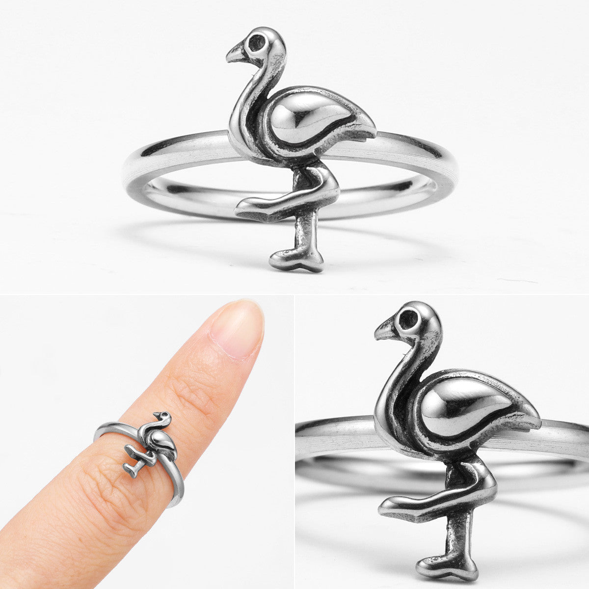 Flame Bird | 316L No Fade Stainless Steel Flamingo Stylish Rings