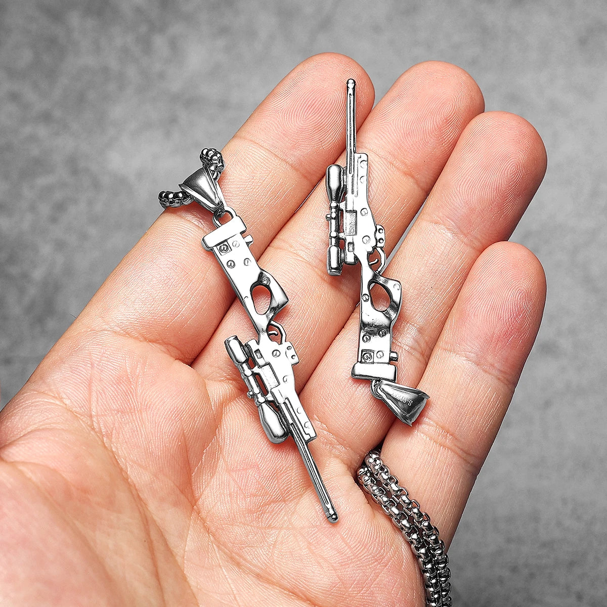 AWM | Solid Stainless Steel No Fade Hip Hop Rifle Gun Pendant
