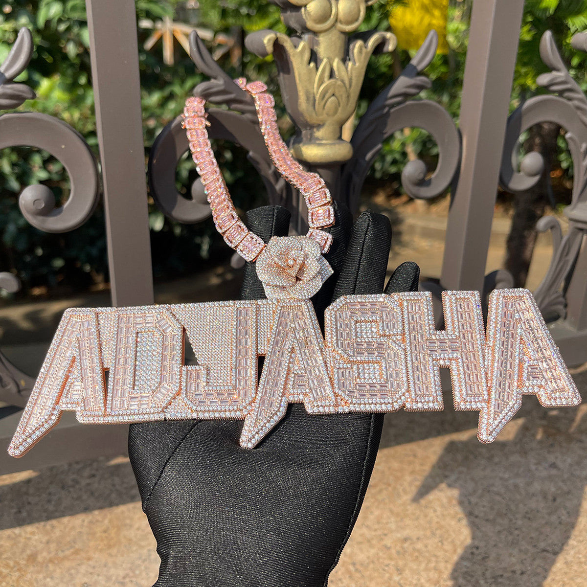 Sweet Heat | Rose Bail Personalized Iced 4 Prong Set VVS Diamond Custom Necklace