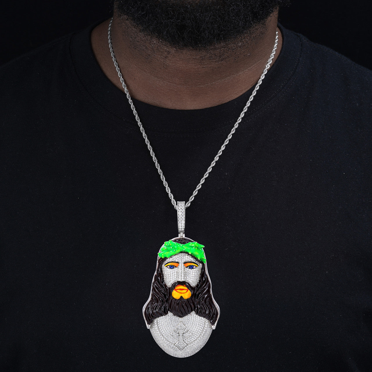 4K Jesus | Sterling Silver Luxury D VVS Moisasnite Diamond Enamel Jesus Piece Hip Hop Pendant