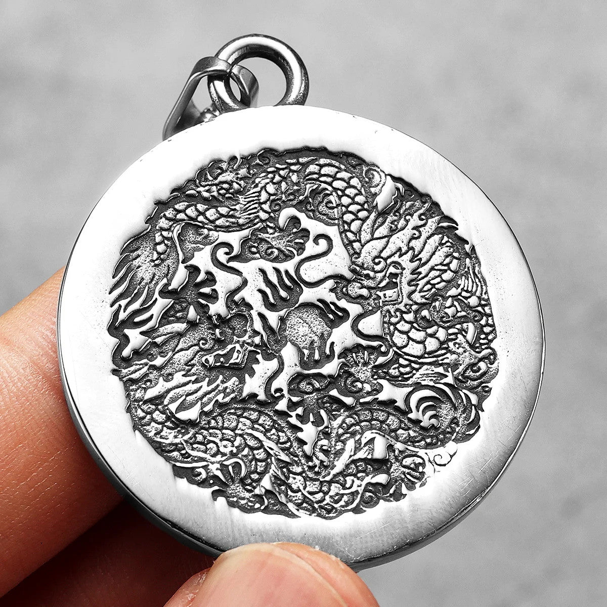 Chinese Dragon | 316L Solid Stainless Steel Ancient Chinese Culture Amulet Pendant