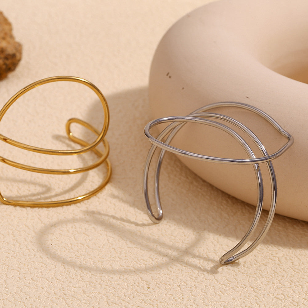 18k Gold Solid Stainless Steel Waterproof Line Heart Bracelet