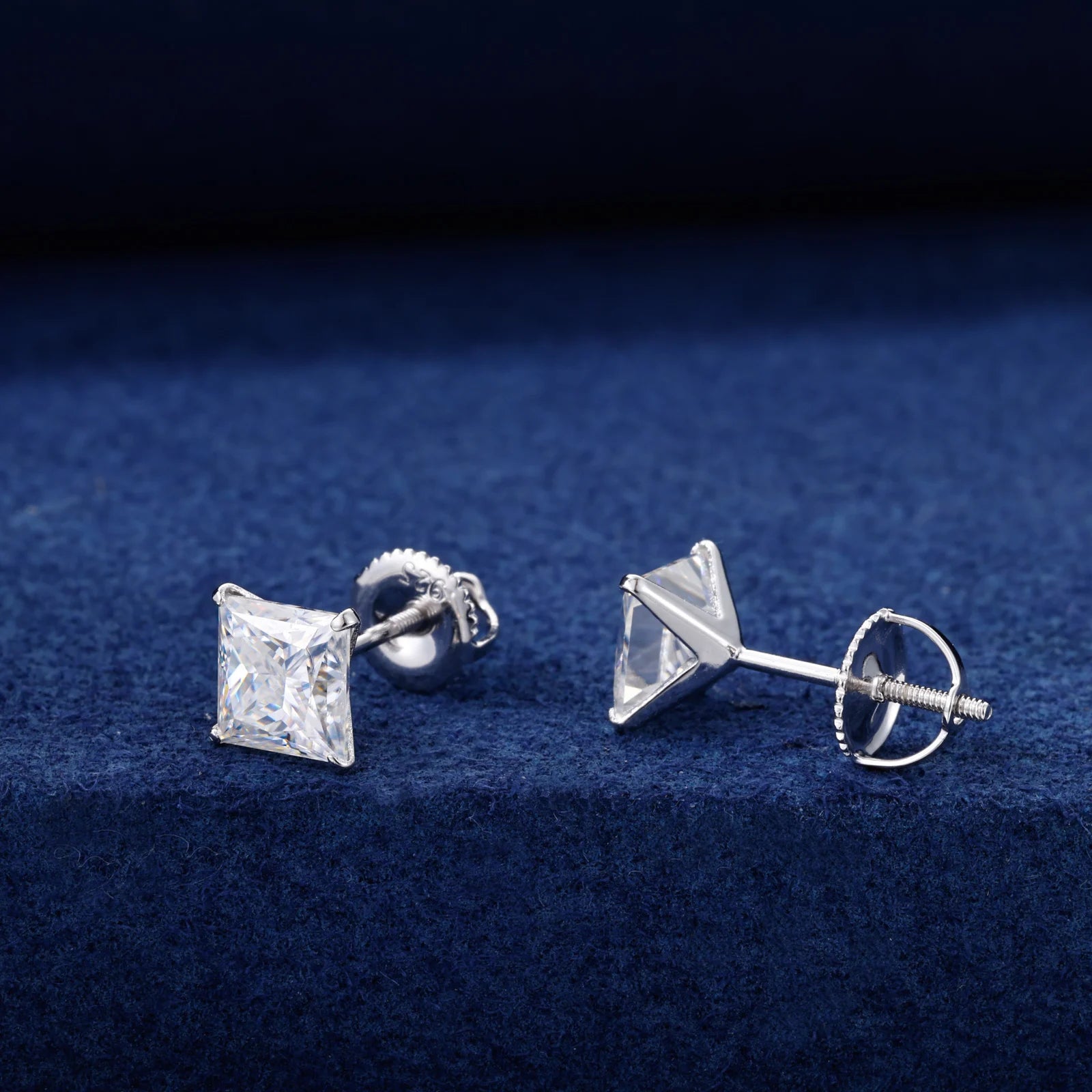 Princess Cut Stud | 0.4-1.2ct Princess Cut D VVS1 Moissanite Solid 925 Stud Earrings