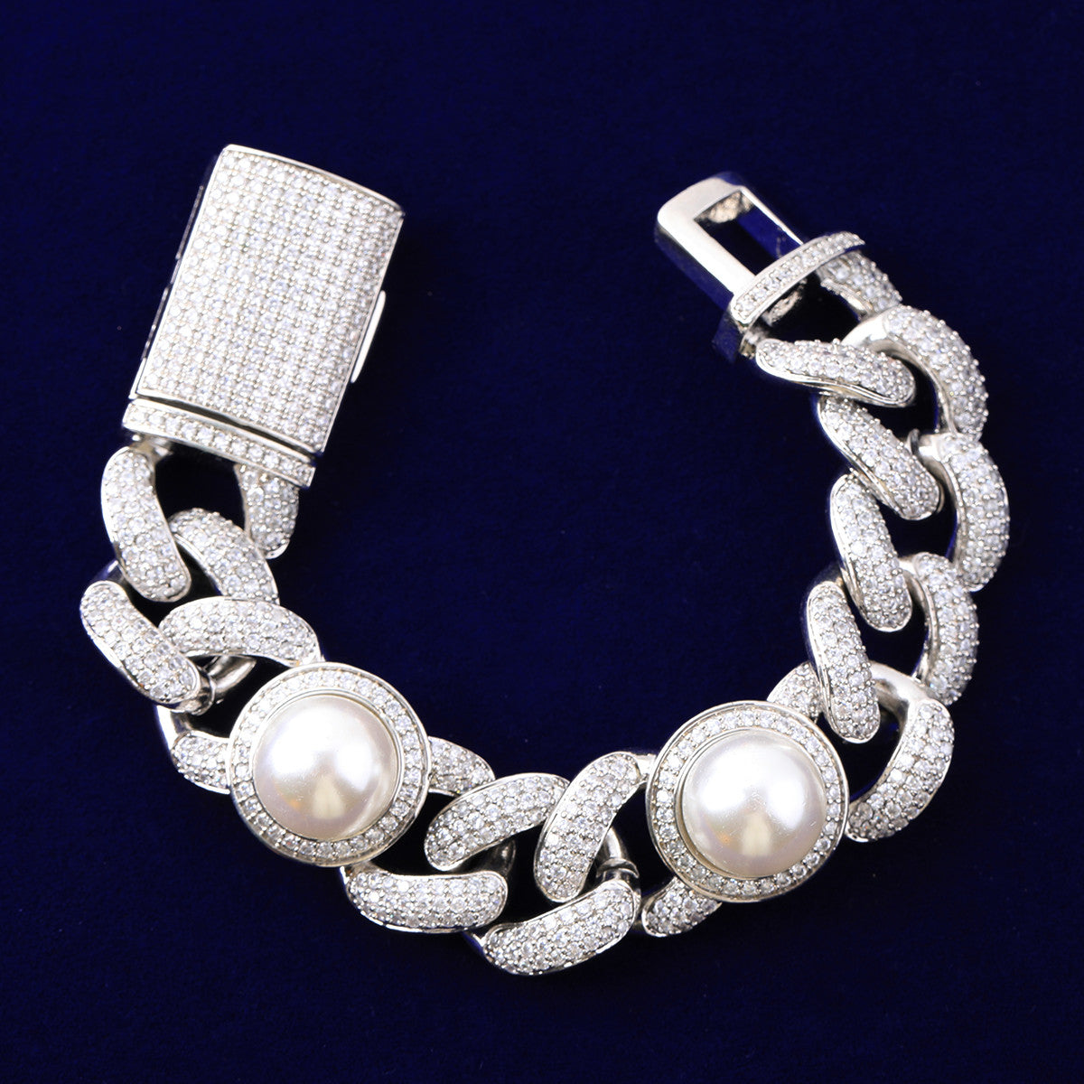 The Cuban Pearl | Hip Hop 24k 925 Silver Rose Gold Designer Chain Bracelet