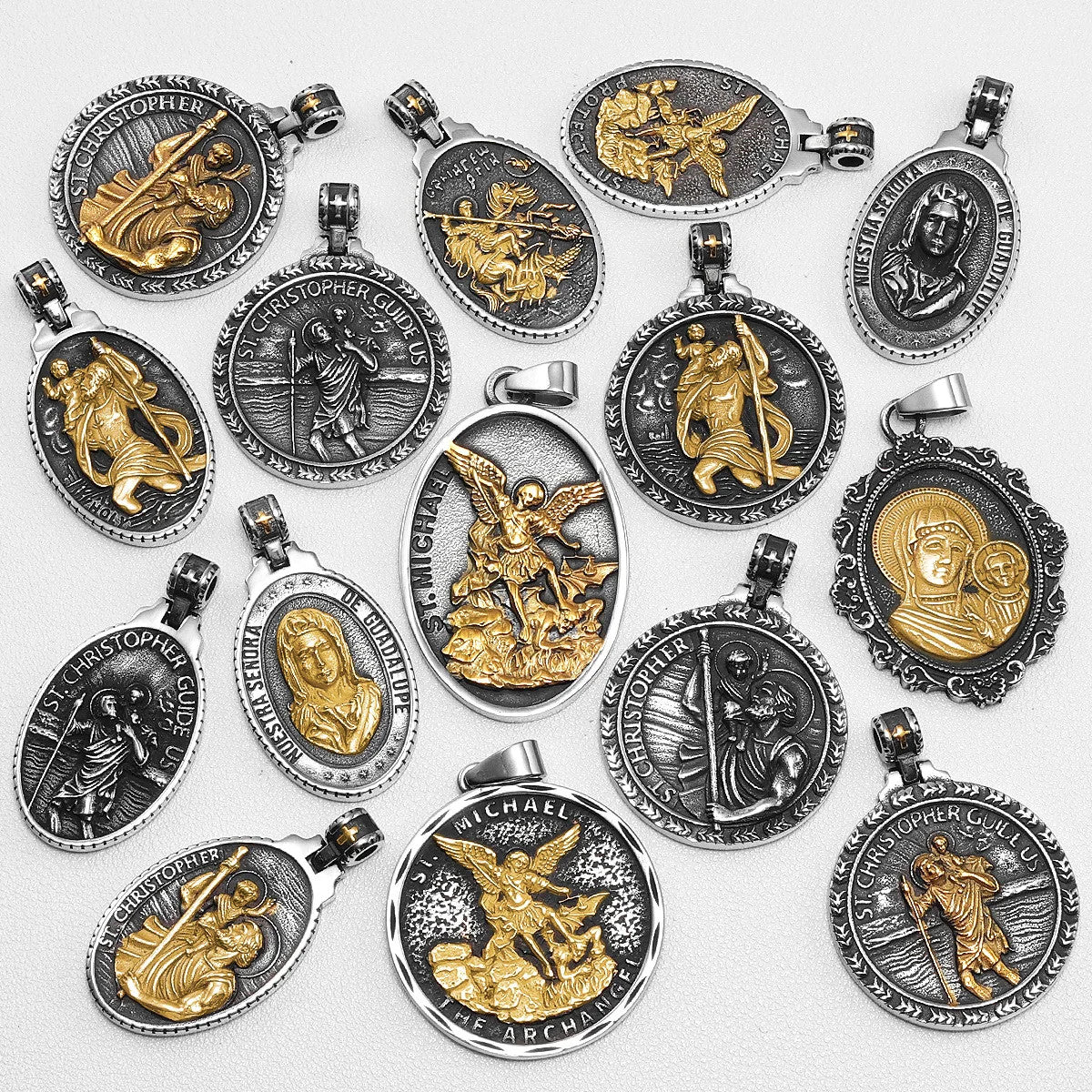 Jesus Collection ll | 14k Gold Over Solid Stainless Steel Angel Jesus Cross Pendants