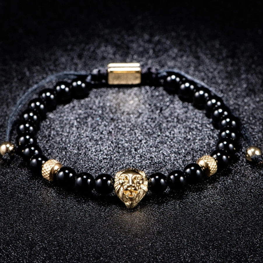 Black Gold | Simulate Diamond Crown Lion Head Skull Adjustable Stainless Steel Luxury Bracelets
