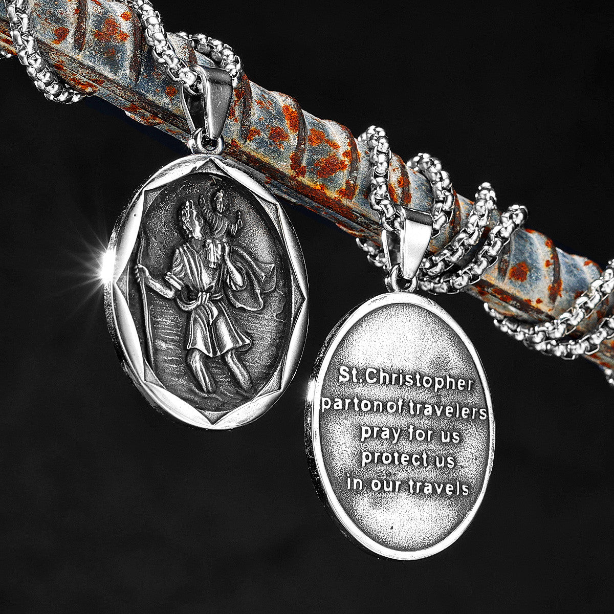 Men's St Christopher Carrying Christ No Fade Stainless Steel Casual Spiritual Pendants