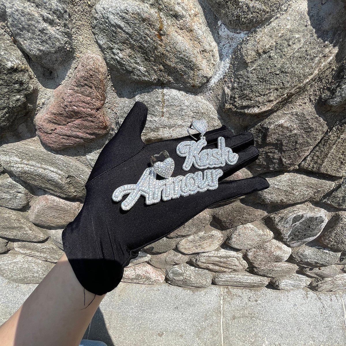 Love First | VVS Diamond CZ Custom Script Initials Iced Blinged Out Necklace