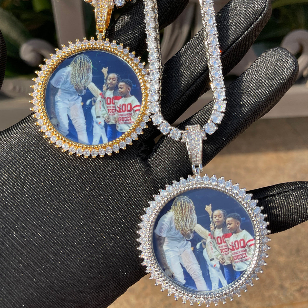 Diamond Trilogy | 3 Prong Set Custom Photo Picture Hip Hop Pendant