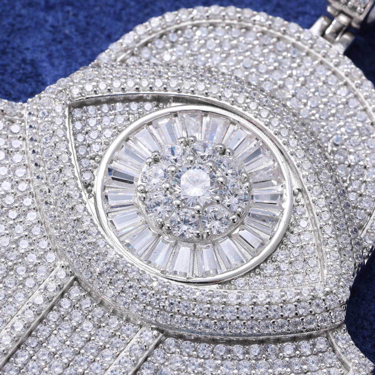 Iced Evil Eye | Moissanite Diamond Luxury 925 Silver Iced Blinged Out Fatima Hamsa Hand Pendant