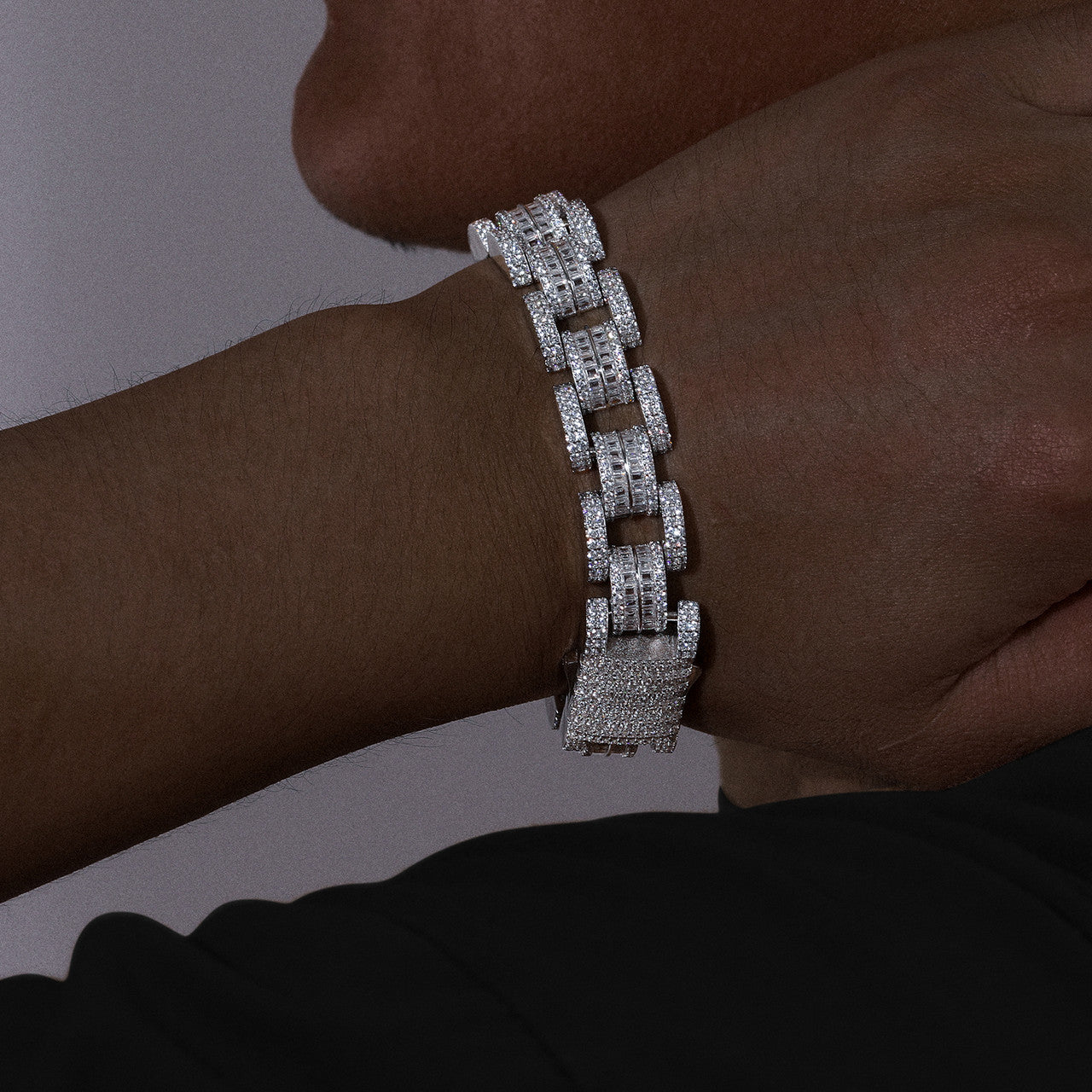 Wrist Work | Solid Sterling Silver Moissanite Diamond Iced Bling Out 14mm Hip Hop Bracelet