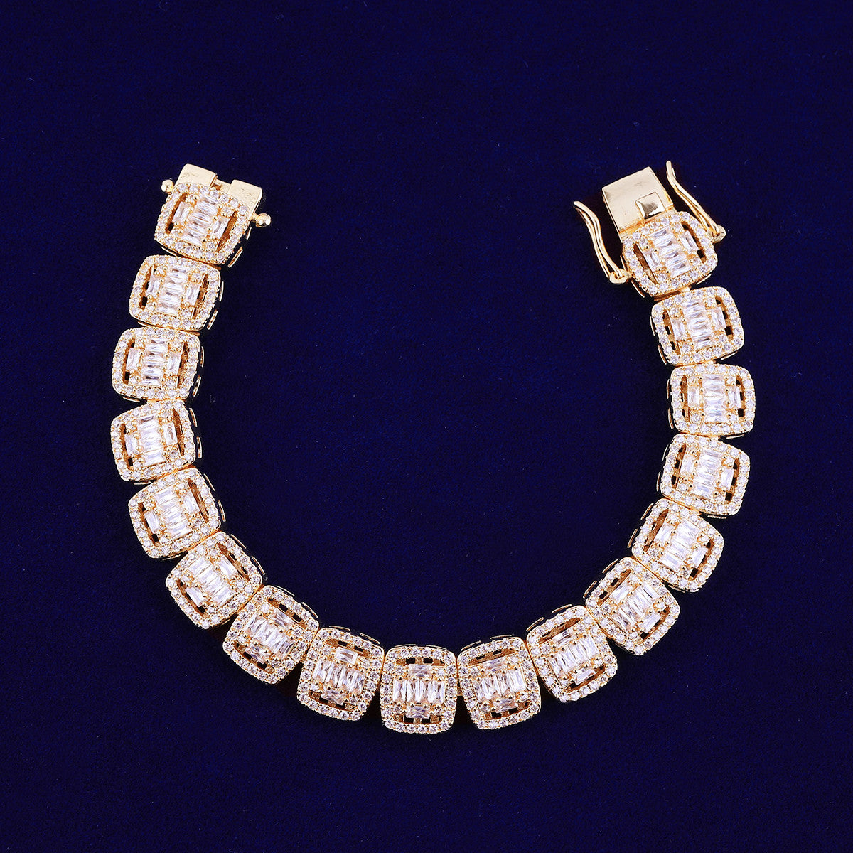 The Iced Trail | VVS Diamond CZ Baguette 24k .925 Silver Rose Gold Hip Hop Bracelet