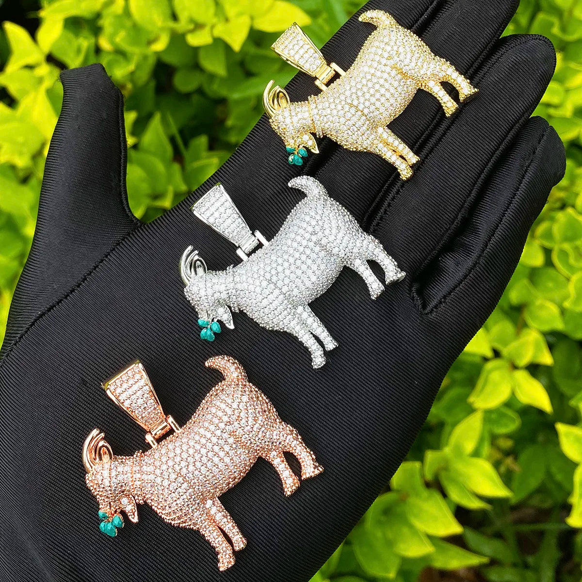 Goat Business | 5AA+ VVS Diamond CZ Prong Set Eating Goat Hip Hop Pendant