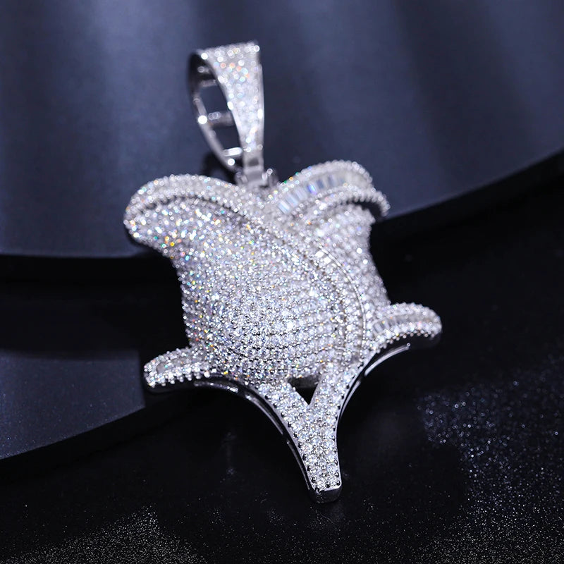 Diamond Rose | 925 Sterling Silver Moissanite Rose Flower D Color Hip Hop Pendant Necklace