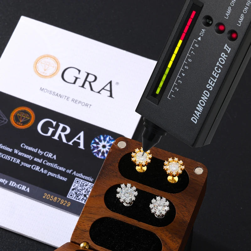 1CT D Color Iced Blinged Out VVS Moissanite Diamond 925 Silver Halo Stud Earrings