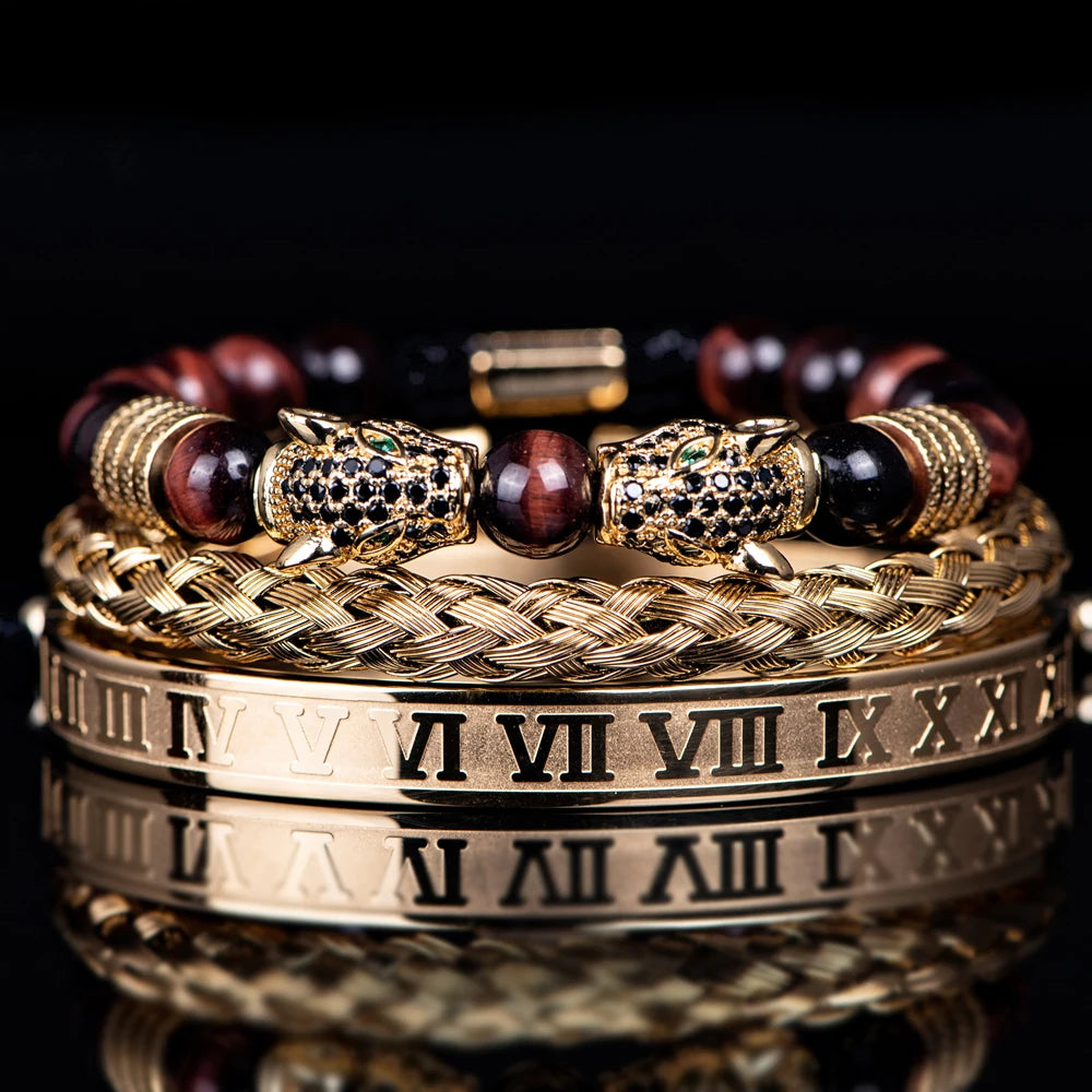 Double Leopard | Natural Stone VVS Diamond CZ Sigma Male Hip Hop Bracelets