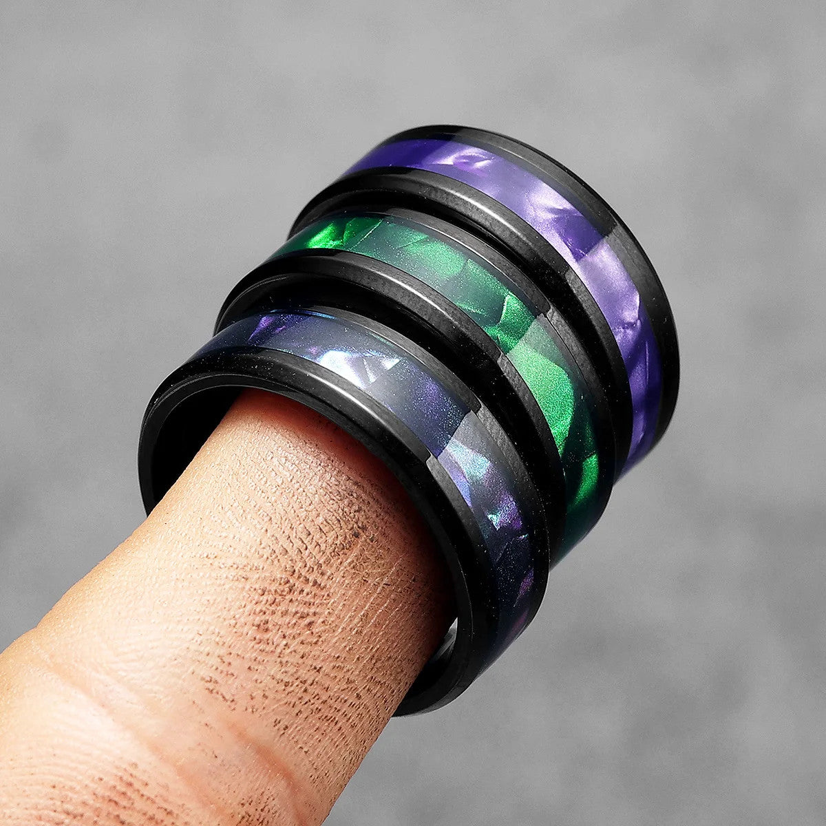 Aurora | 316L No Fade Stainless Steel Aurora Borealis Unique Designer Rings