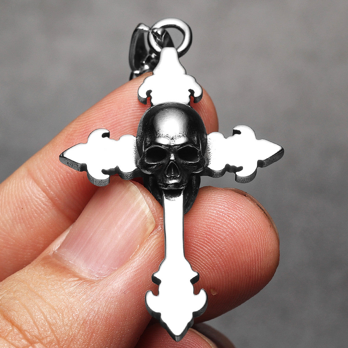 Skull Cross | 316L No Fade Fleur De Lis Skull Cross Street Style Hip Hop Pendant