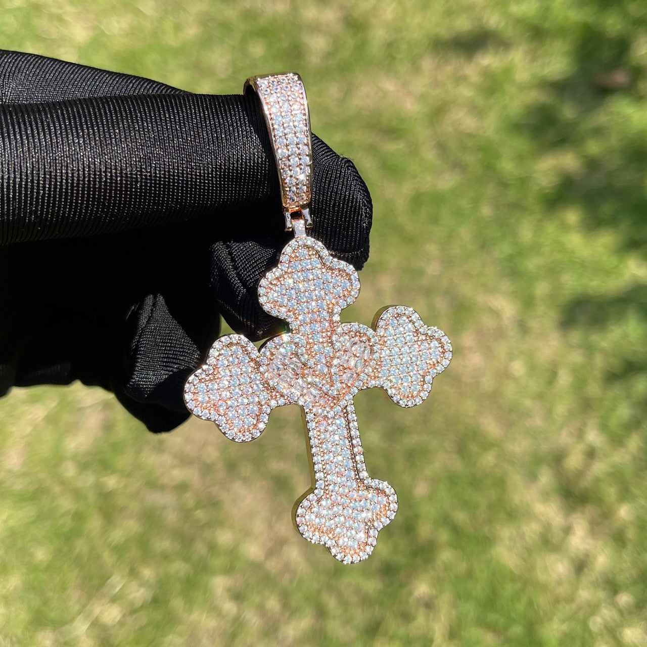 Healing Heart Cross | VVS Diamond CZ Baguette Iced Blinged Out Pedant