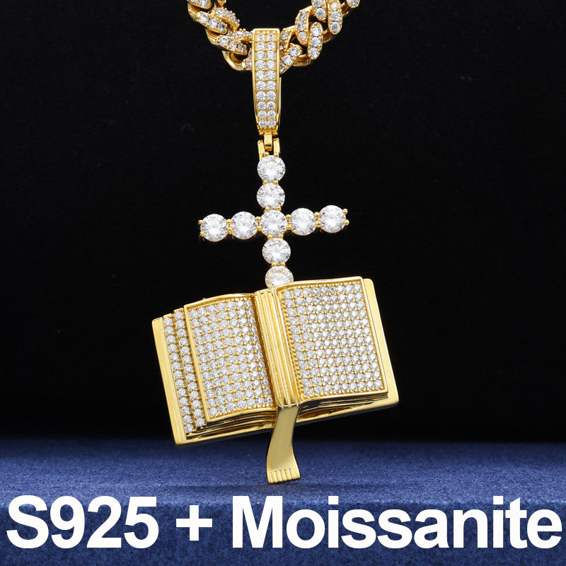 Divine Blessings | S925 Solid Iced Blinged Out Moissanite Cross Bible Prayer Pendant