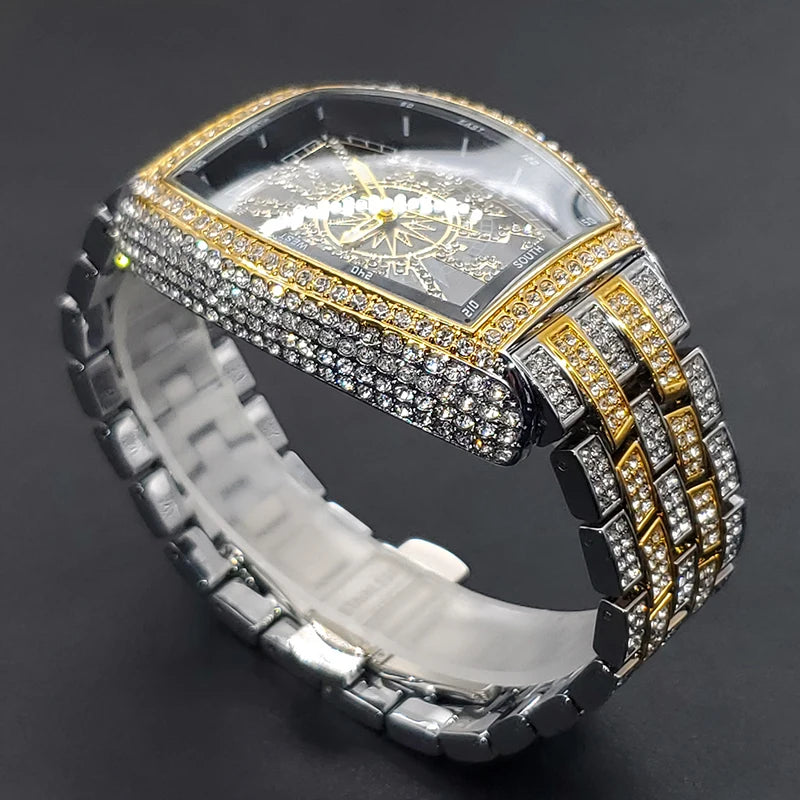 Navigation | VVS Diamond CZ Night Star Sky Compass Hip Hop Iced Blinged Out Watch