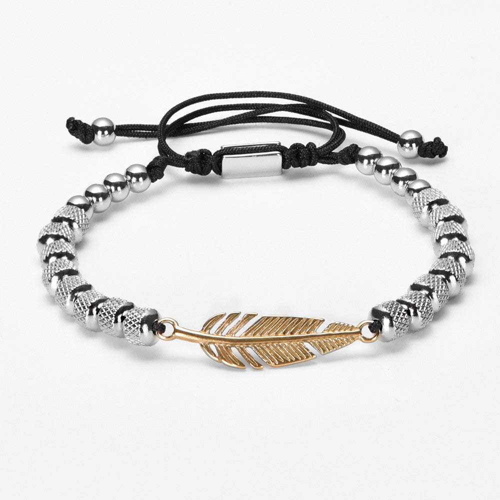 Royal Wisdom | 316L Stainless Steel Bead Link Eagles Feather Bracelet