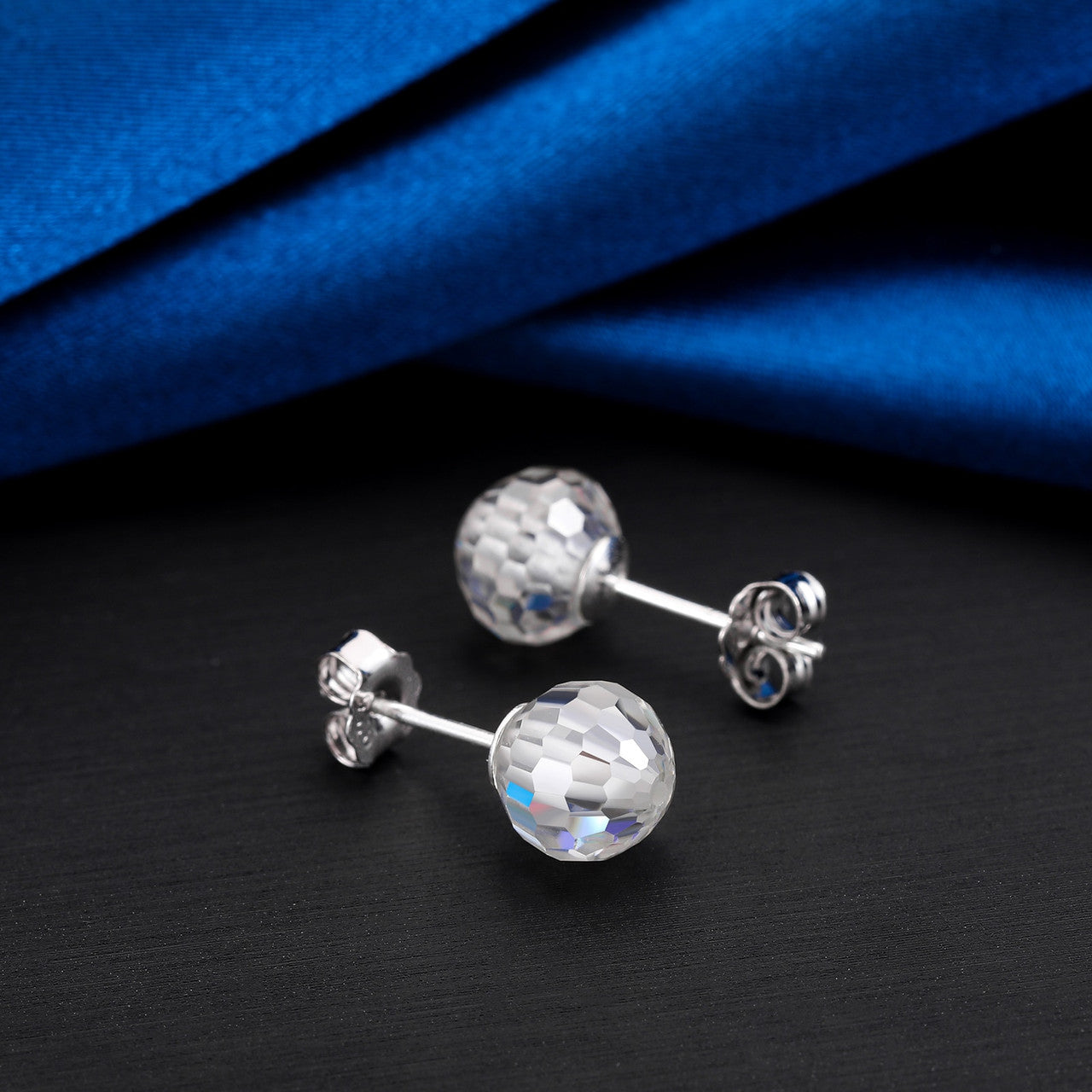 Solid 925 Sterling Silver Genuine VVS Lab Diamond Moissanite Disco Ball Bling Earrings