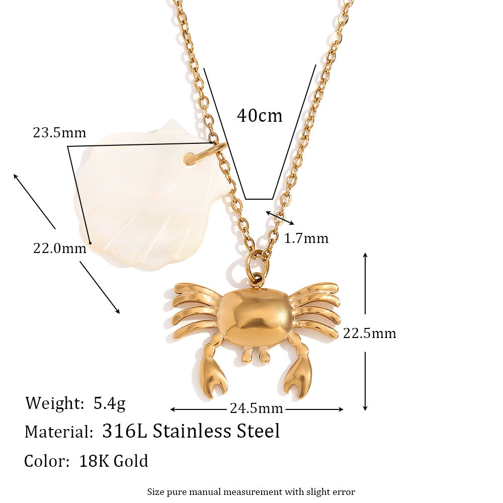 18k Gold Stainless Steel Waterproof Sea Animals Starfish Dolphin Mother Of Pearl Necklaces