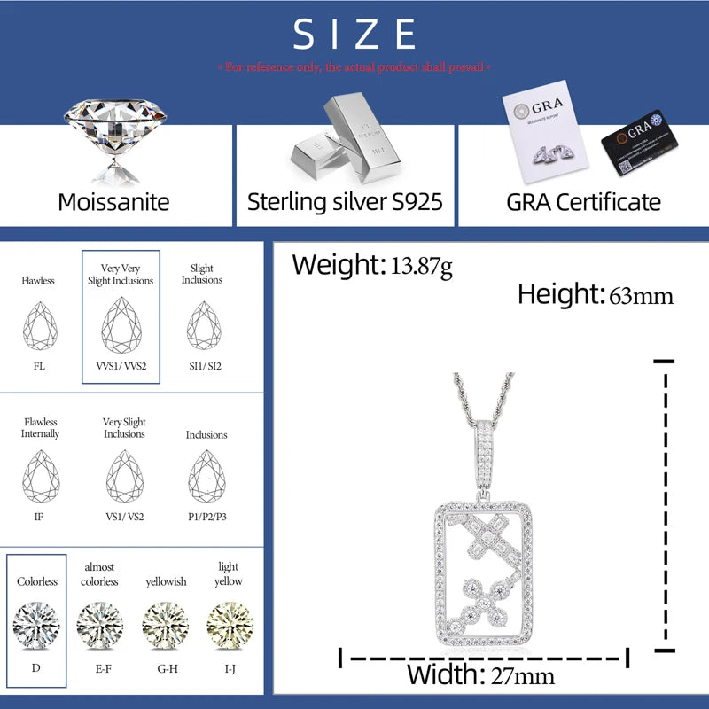 Boxed Double Cross | 925 Sterling Silver Moissanite Iced Blinged Out Cross Pendant