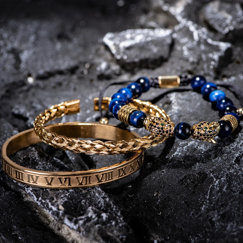Double Leopard | Natural Stone VVS Diamond CZ Sigma Male Hip Hop Bracelets