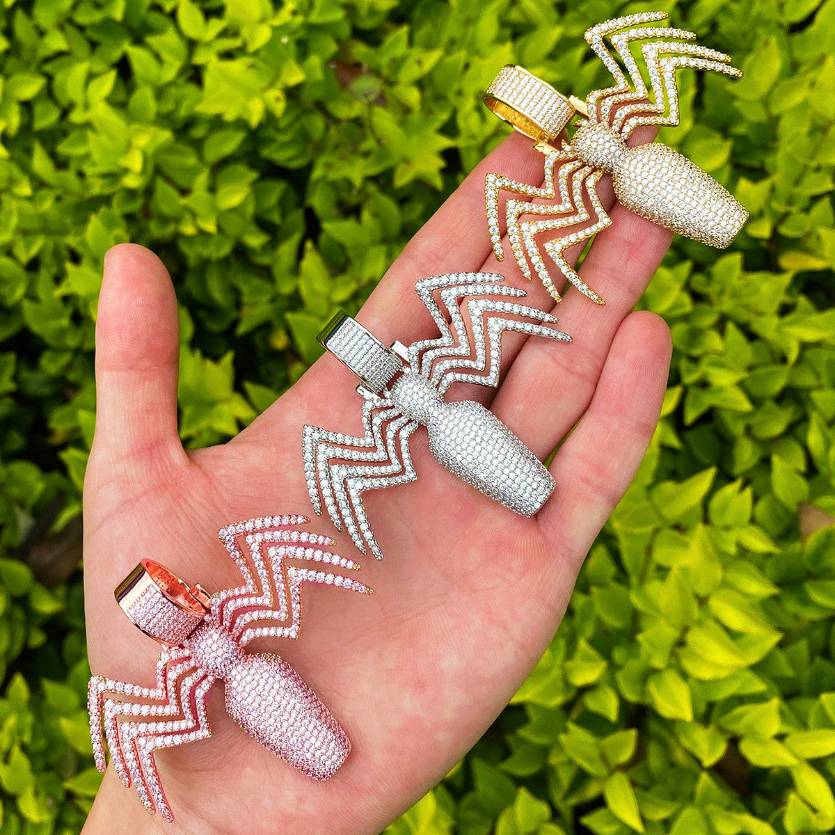 Once Bitten | VVS Diamond CZ Daddy Long Legs Spider Bottle Hip Hop Pendant Chain