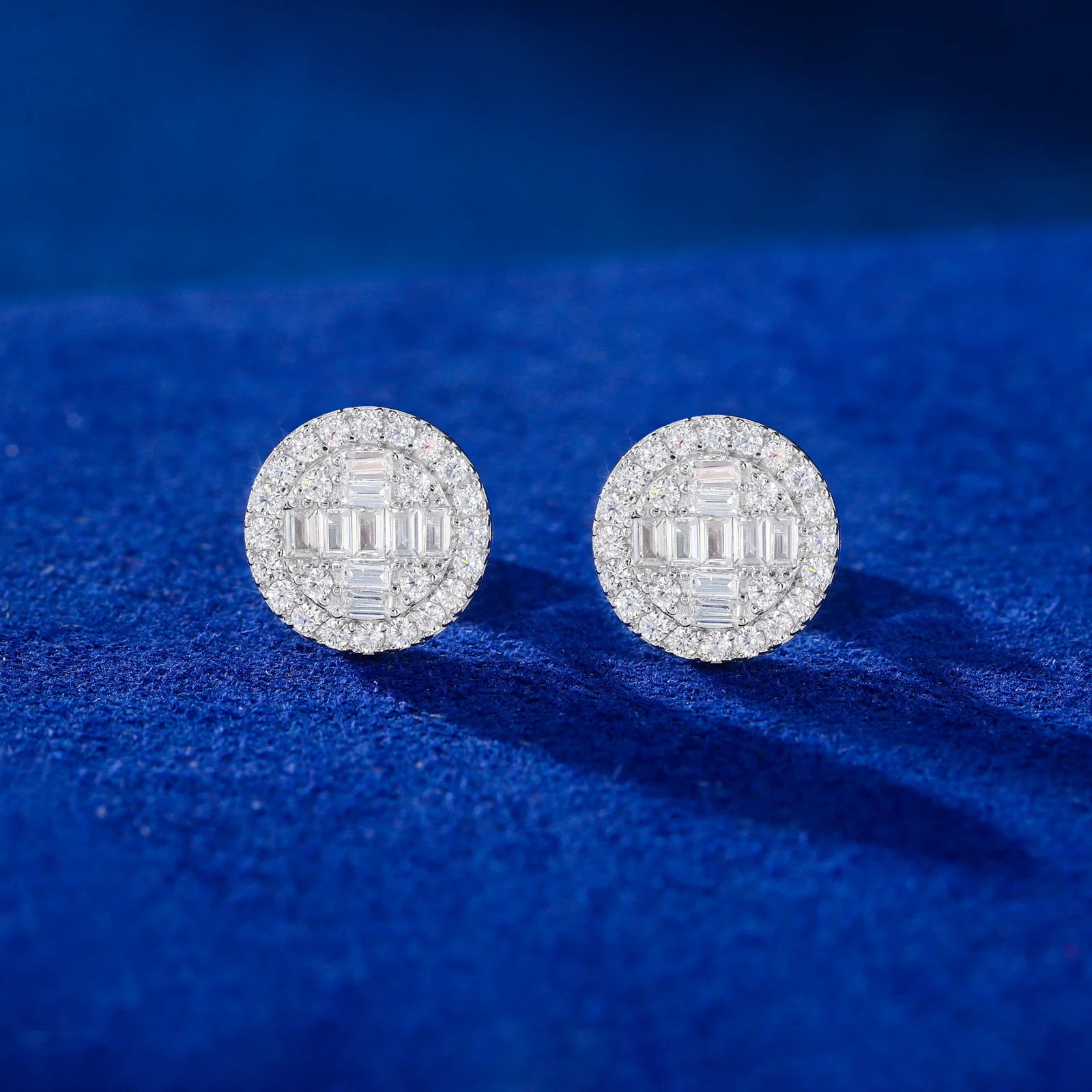 Dripped Baguette | VVS1 Moissanite Diamond Cross Stud 925 Silver Earrings