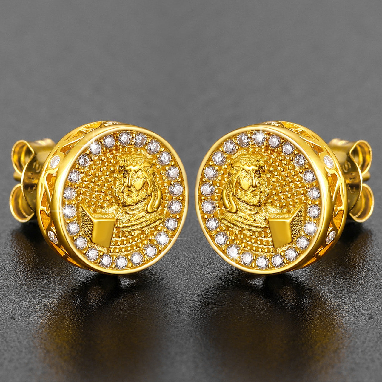 10mm Genuine VVS Diamond Solid Sterling Silver Jesus Piece Hip Hop Iced Earrings