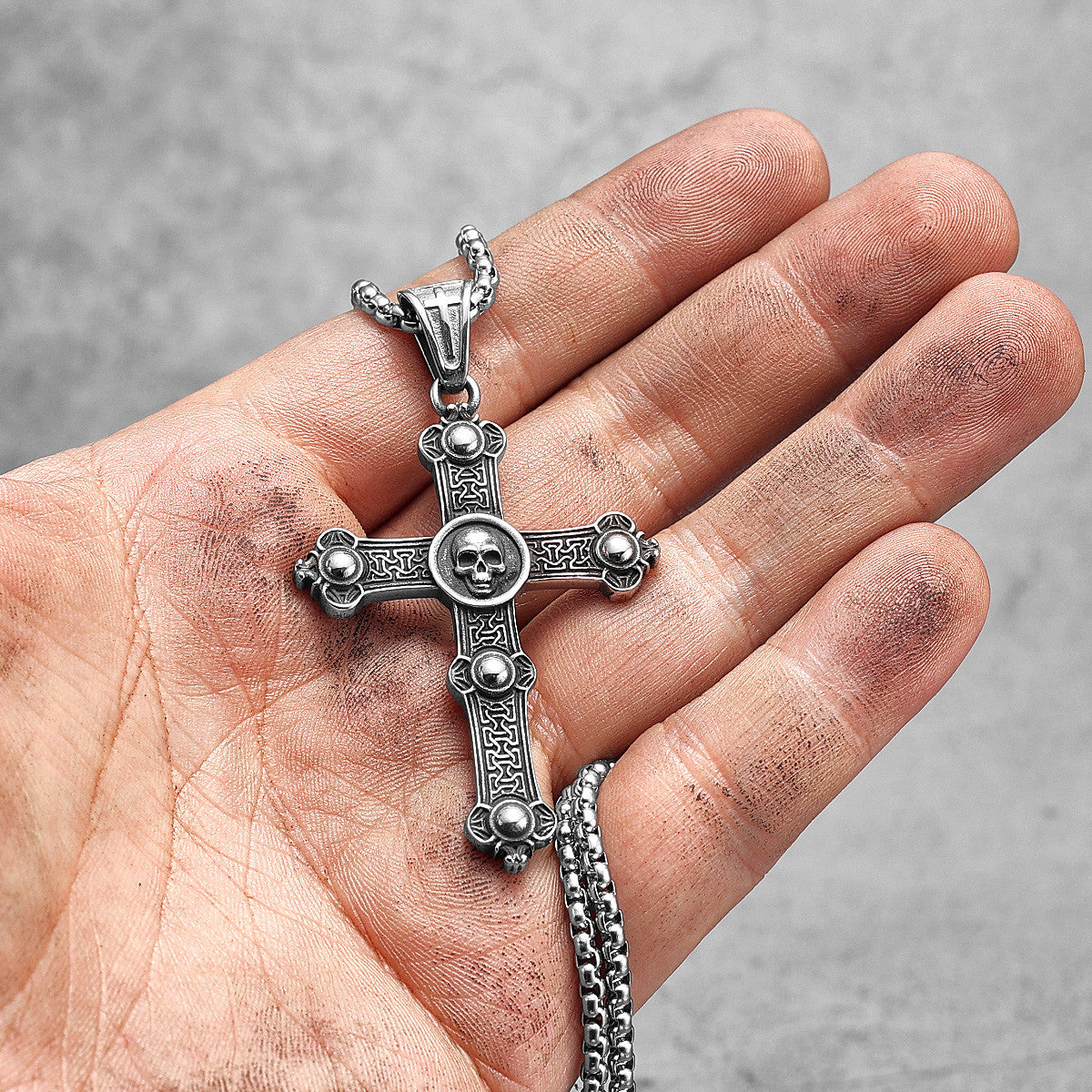 Skull Cross | 316L No Fade Stainless Steel Secret Society Cross Hip Hop Pendant