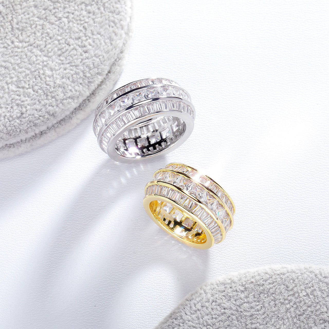 The Thunderdome | VVS Diamond CZ New Full Prong Set Iced Blinged Out Baguette Rings