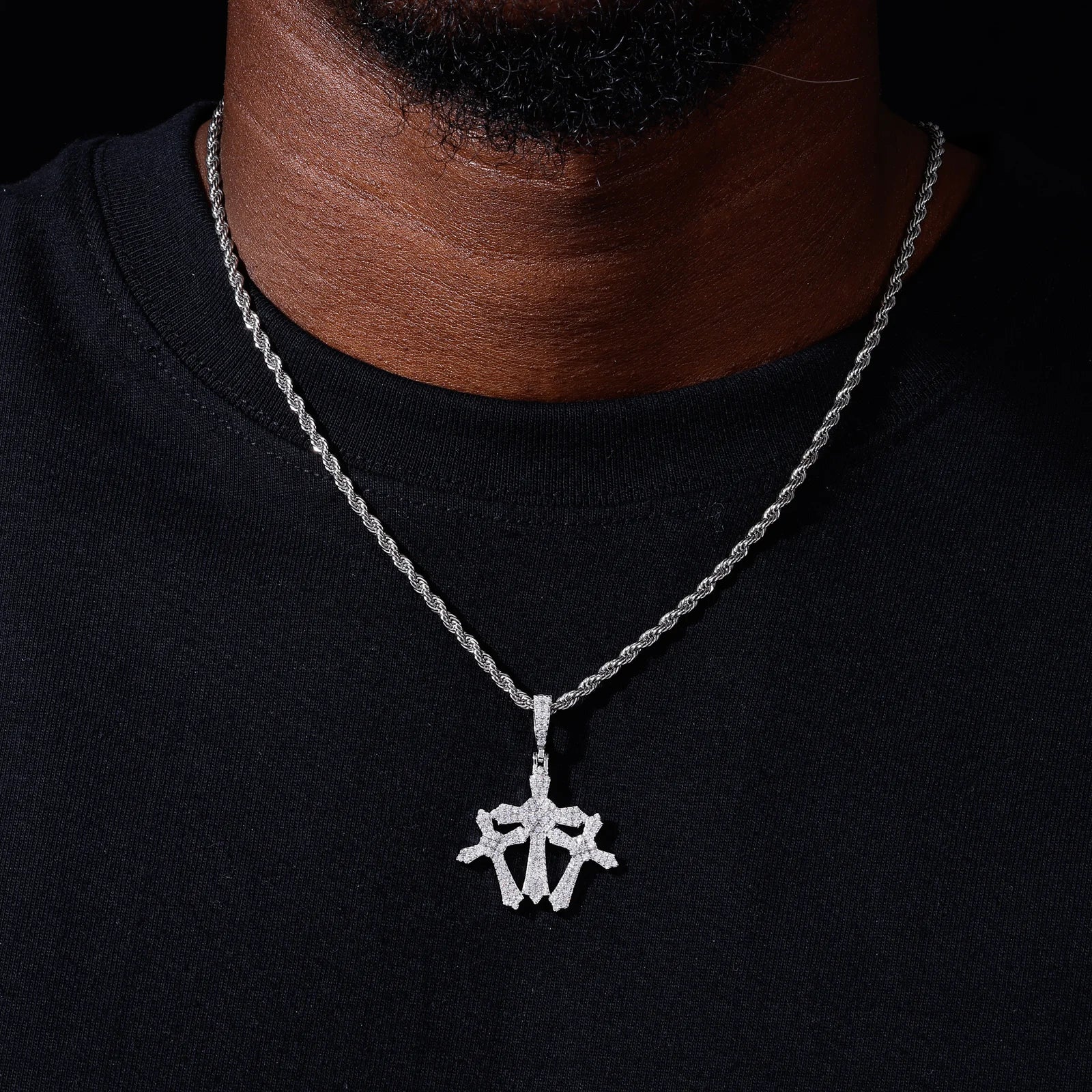Holy Trinity lll | 925 Sterling Silver Moissanite Triple Cross Hip Hop Pendant Necklace
