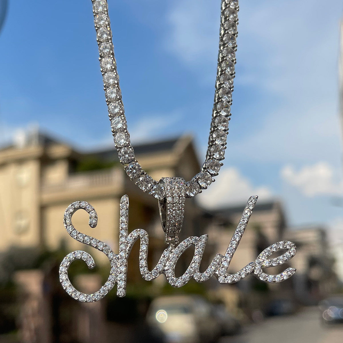 Ladies Fine Print Prong Set Custom Made Sweet Heart Hip Hop Necklace