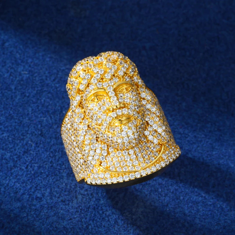 Man Of Faith | Luxury 925 Sterling Silver Jesus Head Moissanite Diamond Iced Ring