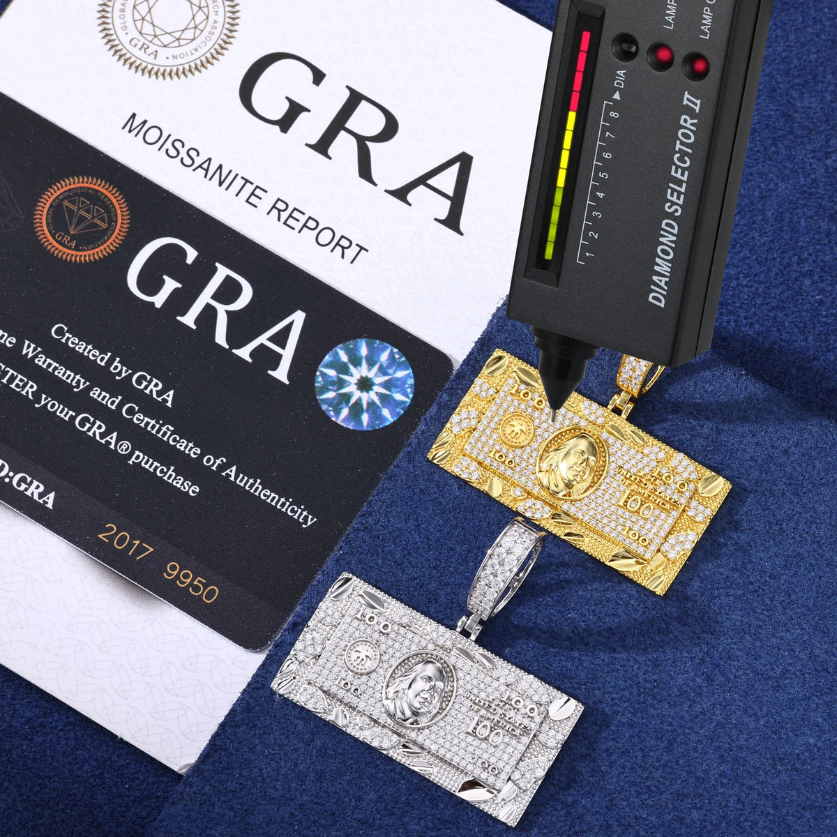 Dough Boy II | Big Dollars Moissanite Diamond VVS 100 Dollar Bill Hip Hop Pendant