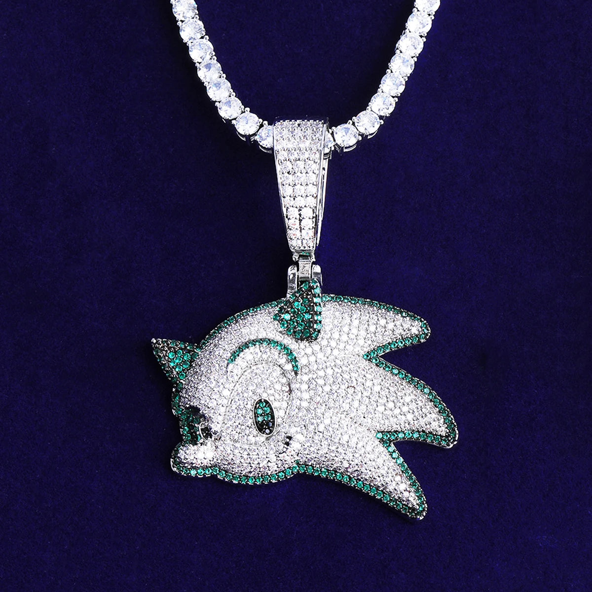 The Hedgehog | VVS Diamond CZ Sonic Prong Set Iced Blinged Out Pendant