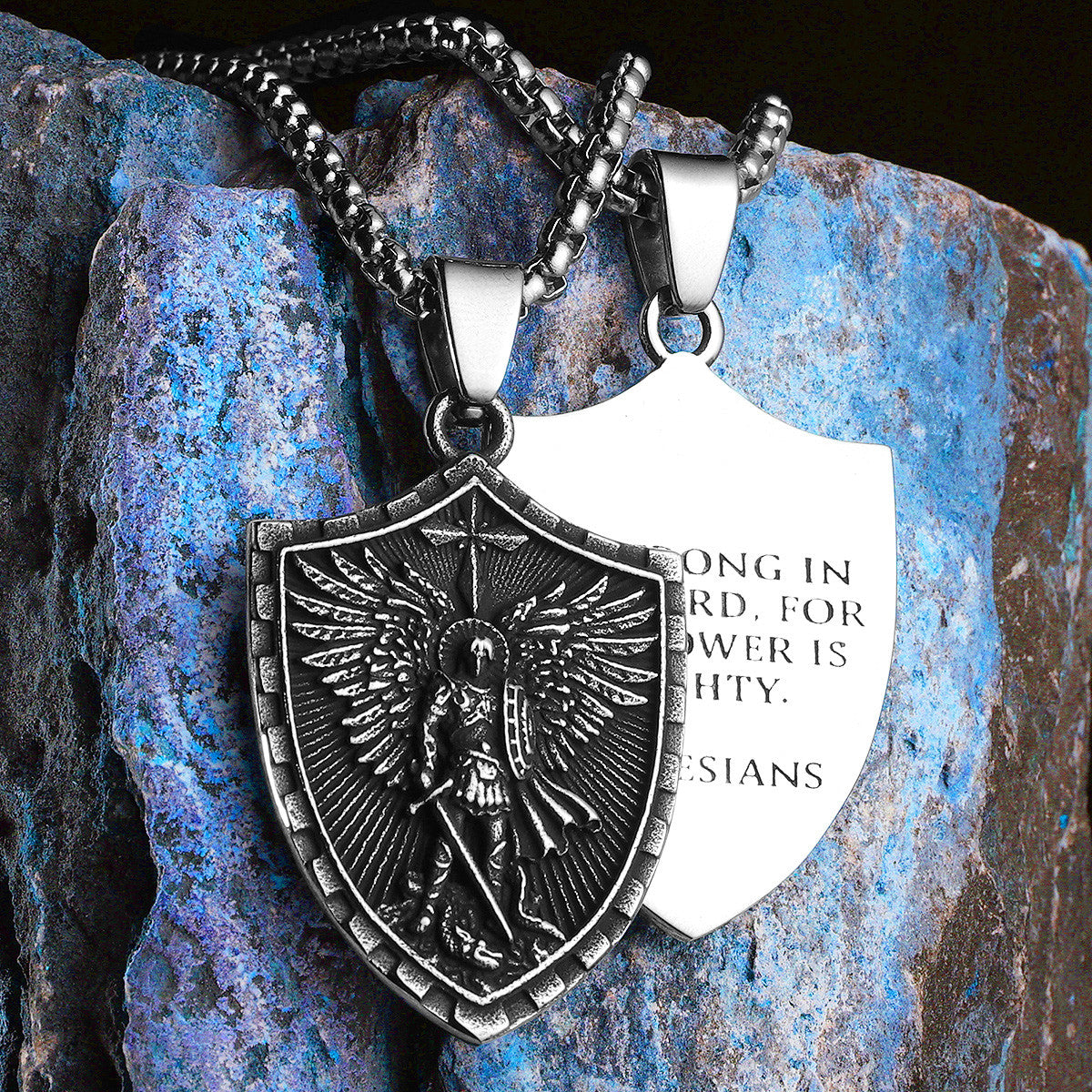 Guardian Collection | 316L No Fade Stainless Steel St. Michael Shield of Protection Pendant