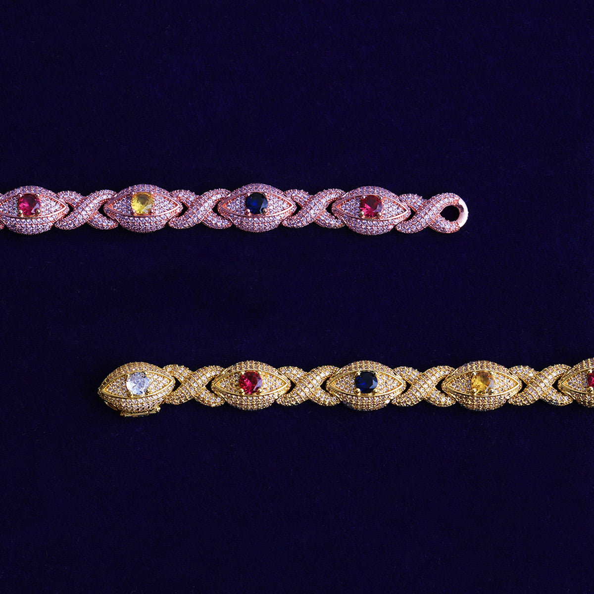 Infinity Eye | VVS Diamond CZ Colorful Gemstone Infinity Link Hip Hop Chain Necklace