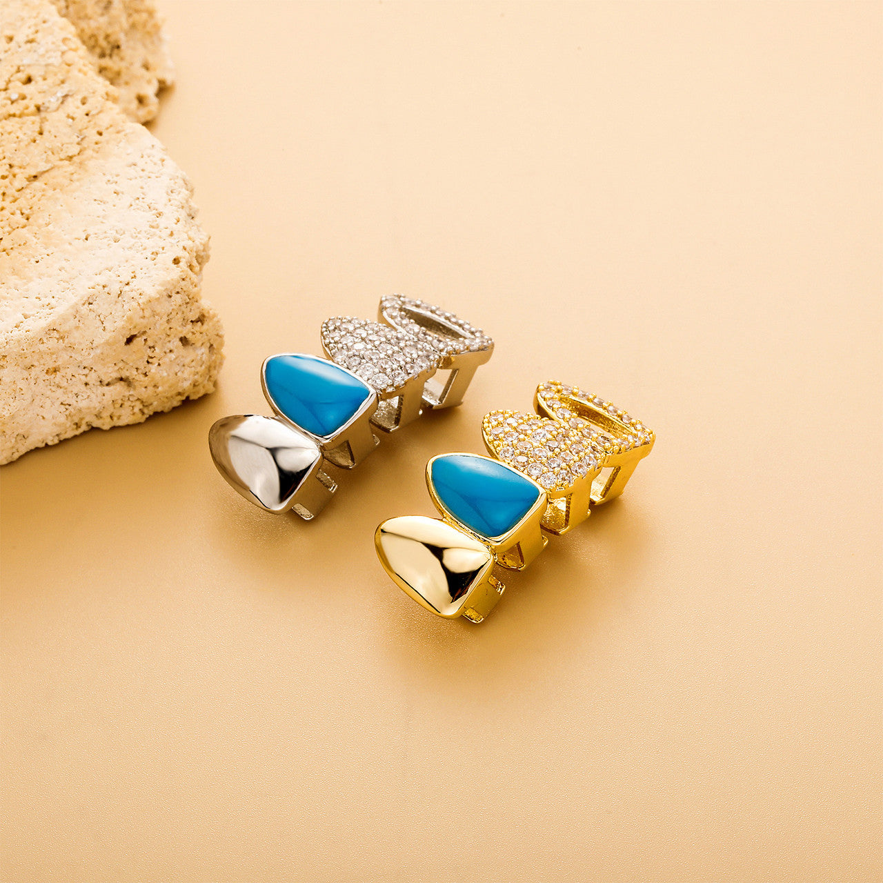 Blue Oil | VVS Diamond CZ 18k Gold .925 Silver Hip Hop Mouth Blue Tooth Teeth Grillz