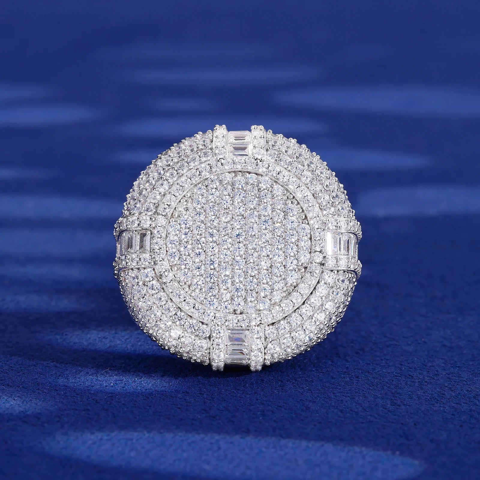 Boss Statement | Luxury Iced Blinged Out Moissanite Diamond Round Cluster Stone Ring