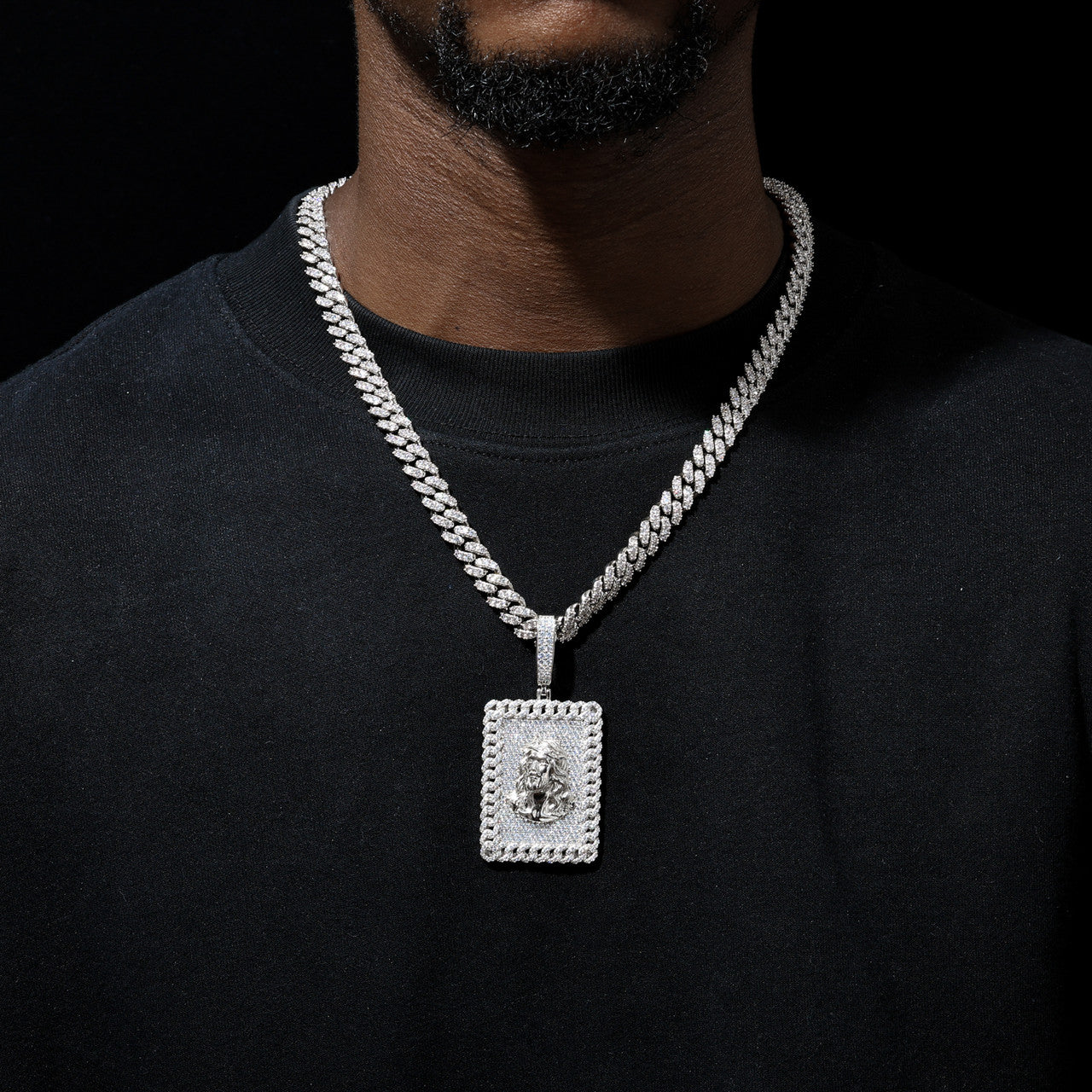 Jesus Tag | Solid 925 Silver Moissanite Diamond Jesus Head Hip Hop Pendant Chain
